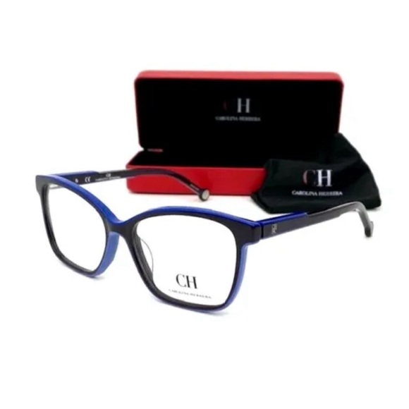 CAROLINA HERRERA VHE801 0971 Burgundy Blue/ Demo Lenses 53mm Eyeglasses